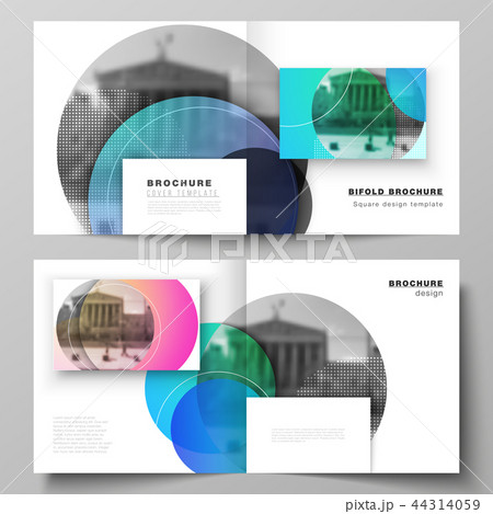 The vector illustration of editable layout of two covers templates for square design bifold brochure 44314059