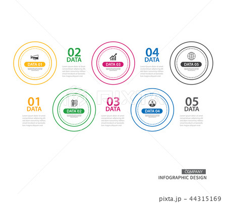 Infographics circle thin line with 5 data template Infographics circle thin line with 5 data template 44315169