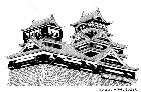 熊本城2 手描き のイラスト素材