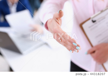 Businesswoman offer hand to shake as hello 44318207