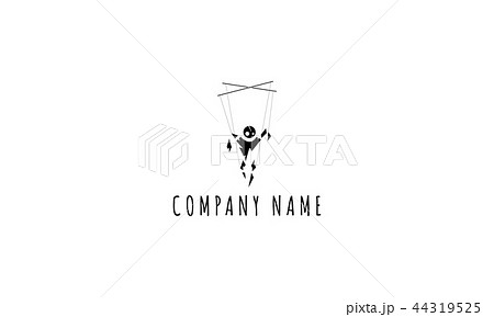 The logo shows a creepy puppet made in an angular manner. 44319525