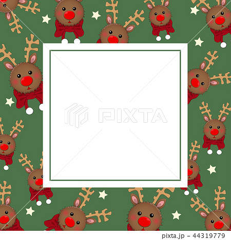 Reindeer with Red Scarf on Green Banner Card 44319779