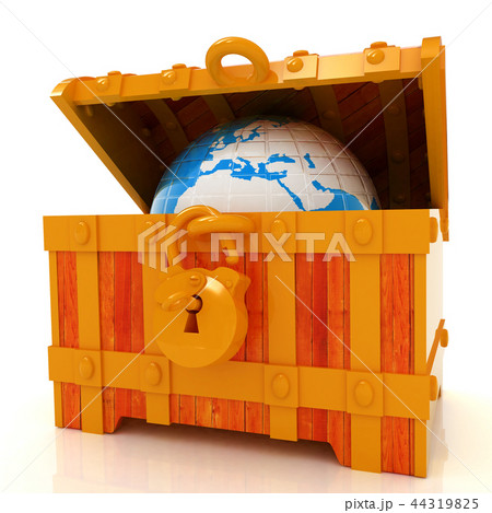 Earth in a chest. 3d illustration 44319825