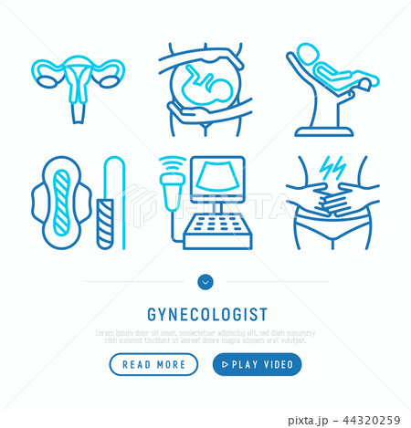 Gynecologist thin line icons set 44320259