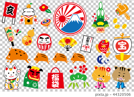 2019　亥年　イラスト素材 44320506