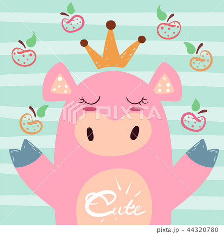 Cute princess pig illustration. Symbol 2019  44320780