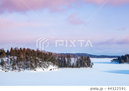 Snowy islands of Saimaa lake. Finland, winter Snowy islands of Saimaa lake. Finland, winter 44322591