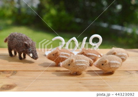 イノシシの親子のお正月 イノシシの親子のお正月 44323092