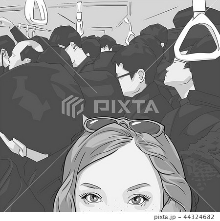 Tourist girl on Tokyo metro illustration 44324682