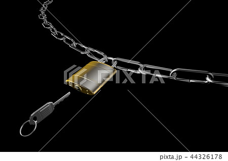 防犯イメージ（南京錠タイプ）黒バック 44326178