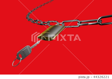 防犯イメージ（南京錠タイプ）赤バック 44326221