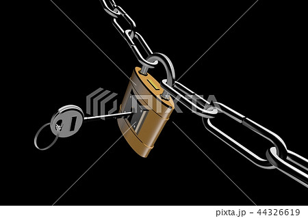 防犯イメージ（南京錠タイプ）黒バック 44326619