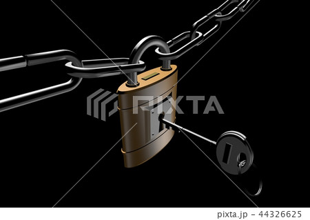 防犯イメージ（南京錠タイプ）黒バック 44326625