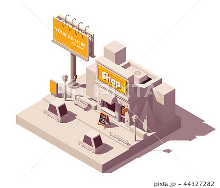Vector isometric billboard and shop 44327282
