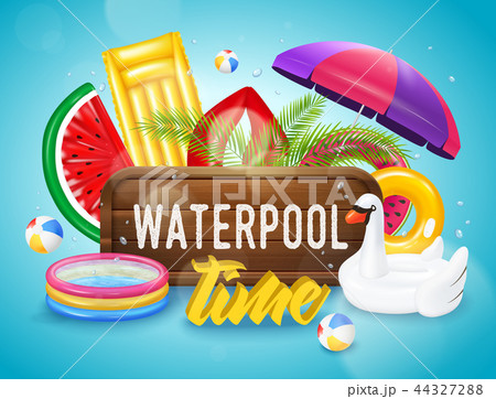 Realistic Inflatable Pool Horizontal Poster 44327288