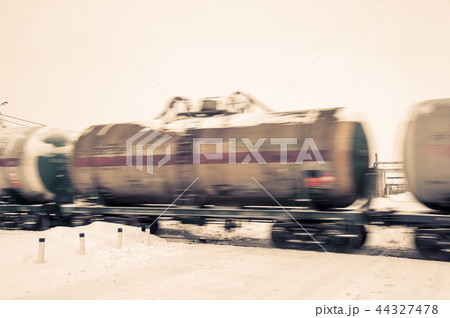 Train with oil tanks moving. 44327478