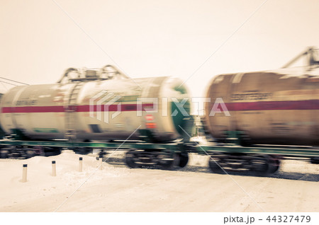 Train with oil tanks moving. 44327479