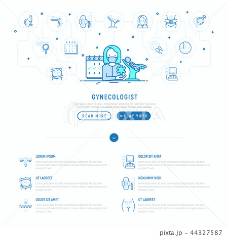 Gynecologist concept with thin line icons 44327587