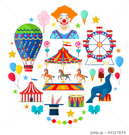 Circus and amusement icons 44327654