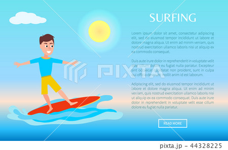 Surfing Web Poster Design Boy Surfer, Summer Sport 44328225