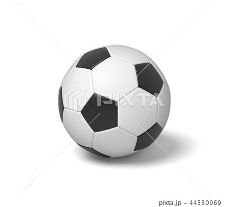 3d rendering of a single black and white leather ball for playing football or soccer. 3d rendering of a single black and white leather ball for playing football or soccer. 44330069