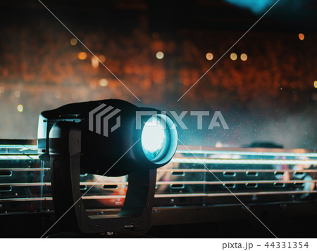 Stage illumination light equipment and projector. Searchlight floor. Element of job lighting 44331354
