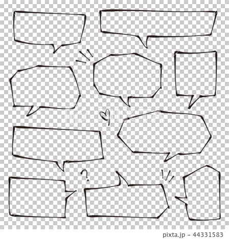 ペン画風 吹き出しセットのイラスト素材