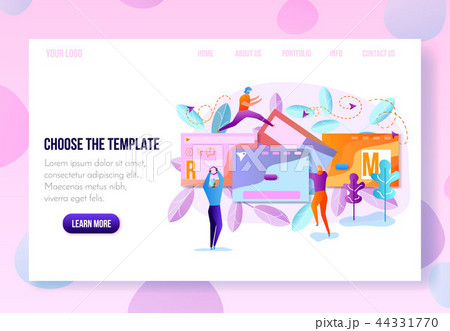 User Onboarding Web Page Flat Vector Template 44331770
