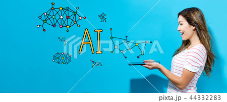AI with woman using a tablet 44332283