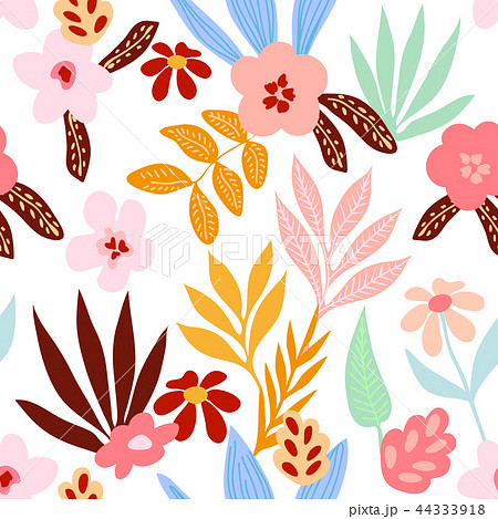 Tropical print with bright floral element. Tropical print with bright floral element. 44333918