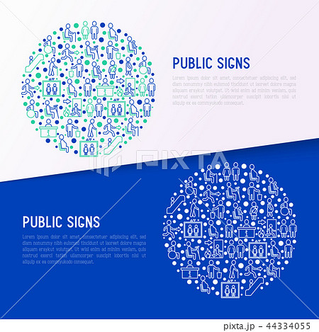 Public signs concept in circle thin line icons 44334055