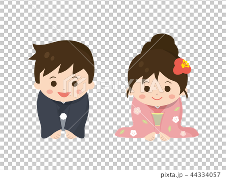 Illustration of a child greeting 44334057