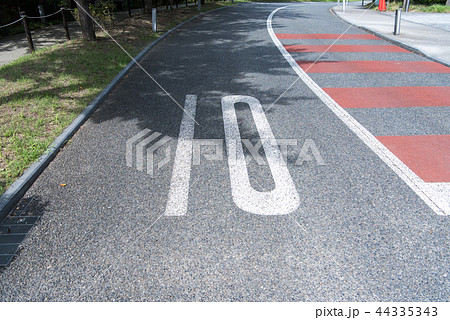 道路の10キロ速度制限表示 44335343