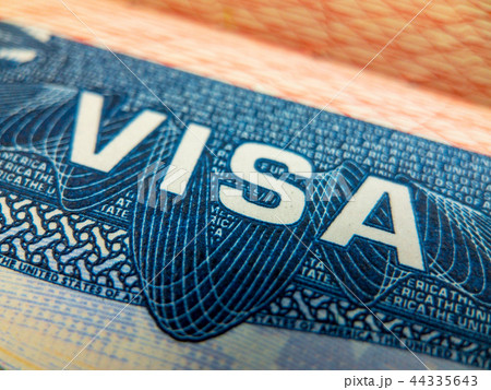 United States of America visa stamp in the passport 44335643