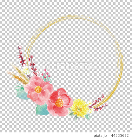 和の花のフレーム 椿 福寿草 梅 和の花のフレーム 椿 福寿草 梅 44335652