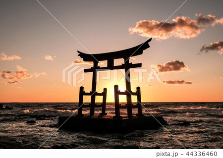 海の上の赤い鳥居 44336460
