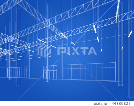 sketch design of interior warehouse, 3d rendering sketch design of interior warehouse, 3d rendering 44336822