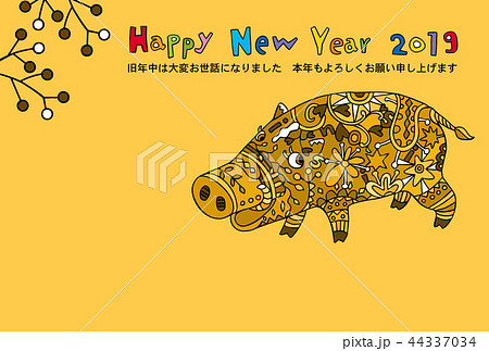 亥年年賀状 亥年年賀状 44337034