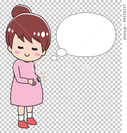 考え事をする妊婦さん　吹き出し 44338337
