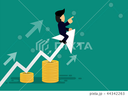 cartoon businessman sit on white graph cartoon businessman sit on white graph 44342263