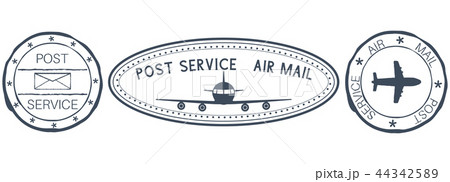 Postmarks. Post service signs with plane Postmarks. Post service signs with plane 44342589