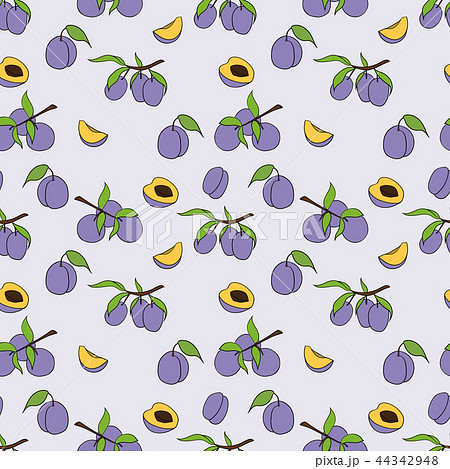 Seamless pattern of plum in cartoon style.  44342948