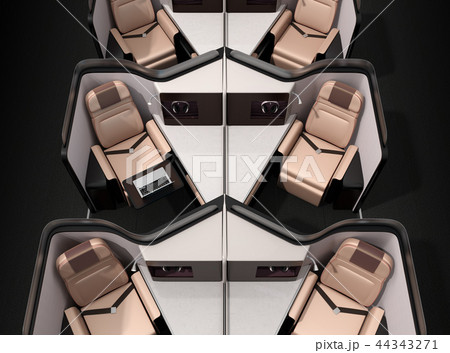 個室型ビジネスクラススイート（中央列）レイアウトのコンセプトイメージ 44343271