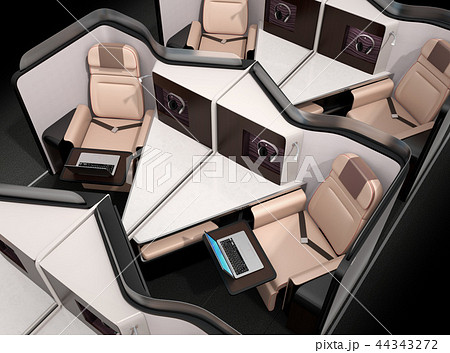 個室型ビジネスクラススイート（中央列）レイアウトのコンセプトイメージ 44343272