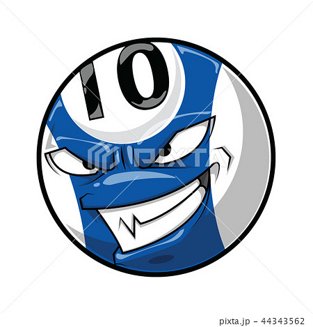 Pool ball with angry face, blue color cartoon 44343562