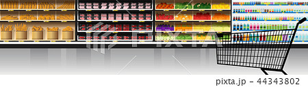 Interior scene of modern supermarket 44343802