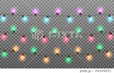 Christmas lights. Realistic multicolored string lights garland for New Year and Xmas season. Glowing 44344051