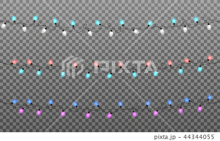 Christmas lights. Realistic multicolored string lights garland for New Year and Xmas season. Glowing 44344055