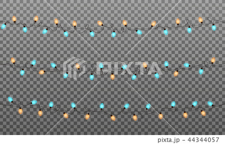 Christmas lights. Realistic multicolored string lights garland for New Year and Xmas season. Glowing 44344057