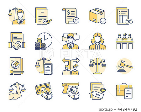 Legal services filled color line icon set 44344792
